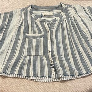 We the free Blue and White Striped Shirt